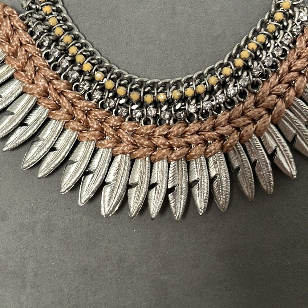 Silver Tone Southwestern Feather Necklace - Picture 2 of 3